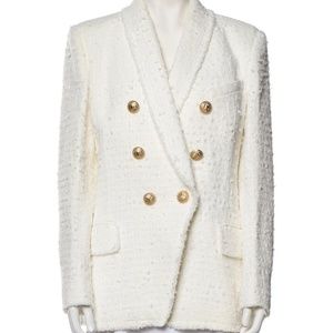 Balmain bone-white tweed blazer